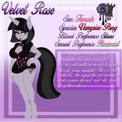 Size: 1280x1280 | Tagged: safe, artist:ladylitasparkle, derpibooru import, oc, oc:velvet rose, anthro, unguligrade anthro, unicorn, breasts, cleavage, clothes, female, reference sheet, solo