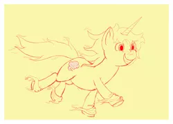 Size: 3046x2188 | Tagged: safe, artist:thewindking, derpibooru import, oc, unofficial characters only, unicorn, galloping, horn, simple background, sketch, smoke pony, smoke trail, unicorn oc