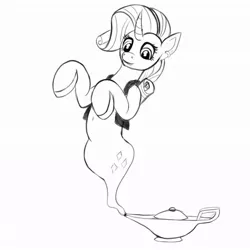 Size: 1024x1024 | Tagged: safe, artist:redquoz, derpibooru import, rarity, genie, genie pony, pony, atg 2020, geniefied, magic lamp, newbie artist training grounds, paintstorm studio, sketch, solo