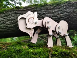 Size: 1280x957 | Tagged: safe, artist:shadowlightt, derpibooru import, earth pony, pony, bolts, craft, figurine, log, moss, photo, solo, traditional art, wood