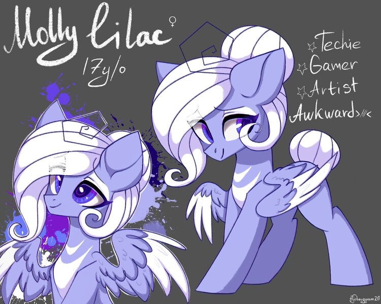 Size: 2048x1638 | Tagged: safe, artist:hydrargyrum, derpibooru import, oc, oc:molly lilac, unofficial characters only, pegasus, pony, lidded eyes, solo, spread wings, wings