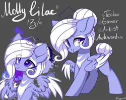 Size: 2048x1638 | Tagged: safe, artist:hydrargyrum, derpibooru import, oc, oc:molly lilac, unofficial characters only, pegasus, pony, lidded eyes, solo, spread wings, wings