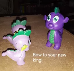 Size: 1280x1218 | Tagged: bootleg, cake toppers, derpibooru import, dragon, irl, photo, safe, spike, spike (g1), toy