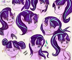 Size: 600x500 | Tagged: safe, artist:edline02, derpibooru import, starlight glimmer, pony, unicorn, alternate hairstyle, angry, equal cutie mark, s5 starlight, sketch, smiling, smirk, solo