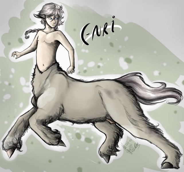 Size: 726x678 | Tagged: artist:depixelator, braid, centaur, colored sketch, commissions open, curly hair, derpibooru import, dull, example, green background, grey hair, muted color, oc, oc:enri, old art, safe, simple background, sketch