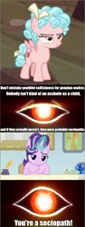 Size: 640x1708 | Tagged: abuse, alucard, cozybuse, cozy glow, derpibooru import, edit, edited screencap, glimmerbuse, hellsing ultimate abridged, marks for effort, safe, screencap, starlight glimmer, text