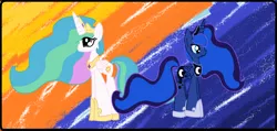 Size: 1062x506 | Tagged: alicorn, artist:solstacesong, derpibooru import, female, princess celestia, princess luna, royal sisters, safe, siblings, sisters