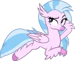 Size: 2084x1696 | Tagged: artist:andrevus, bedroom eyes, classical hippogriff, derpibooru import, hippogriff, missing accessory, pose, safe, sexy, show accurate, silverstream, simple background, solo, transparent background