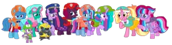 Size: 2340x622 | Tagged: safe, artist:徐詩珮, derpibooru import, fizzlepop berrytwist, glitter drops, grubber, luster dawn, spike, spring rain, tempest shadow, twilight sparkle, twilight sparkle (alicorn), oc, oc:bubble sparkle, oc:nova sparkle, oc:velvet berrytwist, alicorn, dragon, pony, bubbleverse, series:sprglitemplight diary, series:sprglitemplight life jacket days, series:springshadowdrops diary, series:springshadowdrops life jacket days, my little pony: the movie, adopted offspring, alicornified, alternate universe, base used, bisexual, broken horn, chase (paw patrol), clothes, cute, everest (paw patrol), female, glitterbetes, glittercorn, glitterlight, glittershadow, horn, lesbian, lifeguard, lifeguard spring rain, luster dawn is sprglitemplight's daughter, magical lesbian spawn, magical threesome spawn, marshall (paw patrol), mother and child, mother and daughter, multiple parents, next generation, offspring, parent:glitter drops, parent:spring rain, parent:tempest shadow, parent:twilight sparkle, parents:glittershadow, parents:sprglitemplight, parents:springdrops, parents:springshadow, parents:springshadowdrops, paw patrol, polyamory, race swap, shipping, siblings, simple background, sisters, skye (paw patrol), sprglitemplight, springbetes, springcorn, springdrops, springlight, springshadow, springshadowdrops, tempestbetes, tempesticorn, tempestlight, tracker (paw patrol), transparent background, vector, winged spike, zuma (paw patrol)