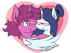 Size: 4000x3000 | Tagged: safe, artist:professionalpuppy, derpibooru import, oc, oc:aurorafang, oc:flurry, unofficial characters only, alicorn, unicorn, hug, simple background, transparent background, winghug