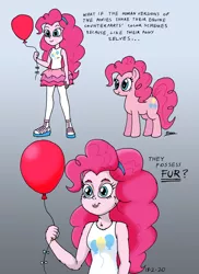 Size: 1700x2334 | Tagged: safe, artist:tmntsam, derpibooru import, pinkie pie, earth pony, human, equestria girls, alternate universe, are equestrian girls human?, balloon, female, fur, furry human, mare, wat