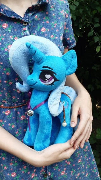 Size: 526x934 | Tagged: safe, artist:doctorkoda, derpibooru import, trixie, human, pony, unicorn, irl, photo, plushie, solo