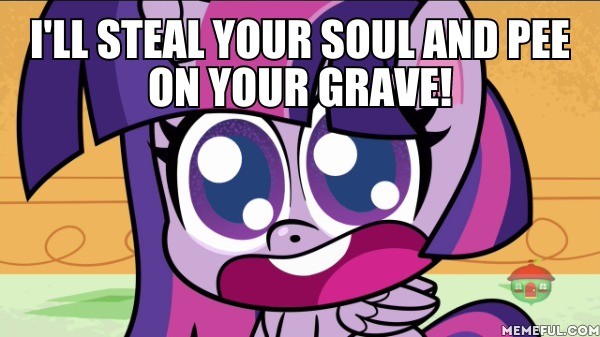 Size: 600x337 | Tagged: safe, derpibooru import, edit, edited screencap, screencap, twilight sparkle, twilight sparkle (alicorn), alicorn, pony, my little pony: pony life, princess probz, spoiler:pony life s01e01, caption, image macro, text, the face of pure evil, treehouse logo