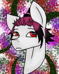 Size: 799x999 | Tagged: safe, artist:ash_helz, derpibooru import, oc, unofficial characters only, earth pony, abstract background, bust, earth pony oc, hat, solo, top hat