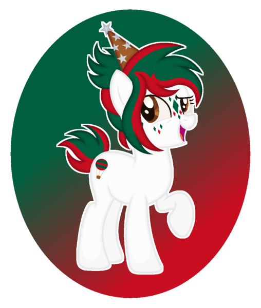 Size: 1085x1281 | Tagged: safe, artist:razorbladetheunicron, derpibooru import, oc, oc:thrill seeker, unofficial characters only, earth pony, pony, base used, birthday, face markings, facial markings, female, gradient background, hat, mare, party hat, simple background, solo, transparent background