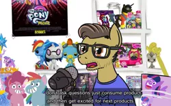 Size: 943x586 | Tagged: alicorn, applejack truck, artist:jargon scott, calarts, cardboard twilight, derpibooru import, funko, glasses, grinning potato, jar, jay bauman, meme, merchandise, microphone, mike stoklasa, movie poster, pinkie pie, ponified meme, rainbow dash, red letter media, safe, scepter, spitfire, the nerd crew, toy, twilight scepter, twilight sparkle, twilight sparkle (alicorn), vinyl scratch