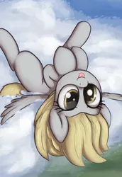 Size: 1100x1600 | Tagged: safe, artist:t72b, derpibooru import, derpy hooves, pegasus, pony, :p, atg 2020, cloud, cute, derpabetes, female, mare, mlem, newbie artist training grounds, on a cloud, on back, silly, silly pony, solo, tongue out, upside down
