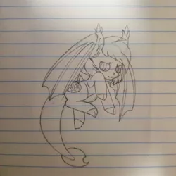 Size: 3021x3021 | Tagged: safe, derpibooru import, oc, oc:strategic surprise, unofficial characters only, dracony, dragon, hybrid, pony, bat wings, lined paper, sketch, solo, traditional art, wings