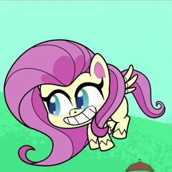 Size: 600x600 | Tagged: safe, derpibooru import, screencap, fluttershy, pegasus, pony, my little pony: pony life, the best of the worst, spoiler:pony life s01e02, animated, cropped, nice, noice, reaction image, solo, sound, webm