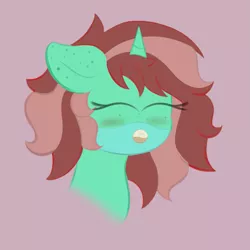 Size: 1001x1001 | Tagged: safe, artist:vanifl, derpibooru import, oc, oc:pure essence, unofficial characters only, pony, unicorn, blushing, ear freckles, face mask, female, filly, freckles