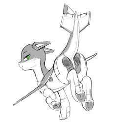 Size: 1006x1043 | Tagged: safe, artist:dimfann, derpibooru import, oc, oc:ruffle, unofficial characters only, original species, plane pony, pony, butt engines, monochrome, plane, solo