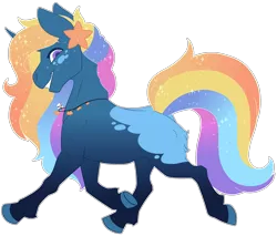 Size: 2469x2108 | Tagged: safe, artist:jackiebloom, derpibooru import, oc, unnamed oc, unofficial characters only, pony, starfish, unicorn, commission, female, jewelry, magical lesbian spawn, mare, multicolored hair, necklace, offspring, parent:princess luna, parent:rainbow dash, parents:lunadash, rainbow hair, shark tooth necklace, simple background, solo, transparent background