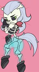 Size: 1071x1970 | Tagged: suggestive, alternate version, artist:steelsoul, derpibooru import, skellinore, ghost, undead, the break up breakdown, blushing, body pillow, butt, plot