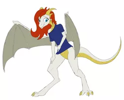 Size: 2442x1962 | Tagged: artist:settop, clothes, derpibooru import, dragon, human to dragon, male to female, oc, rule 63, safe, shirt, transformation, transgender transformation, unofficial characters only