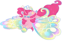 Size: 3525x2270 | Tagged: safe, artist:vanillaswirl6, derpibooru import, pinkie pie, breezie, pony, breeziefied, eyes closed, fluffy, happy, open mouth, redraw, simple background, species swap, transparent background