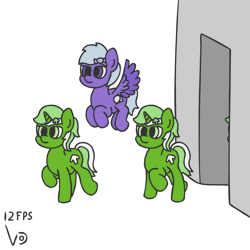 Size: 800x800 | Tagged: safe, artist:vohd, derpibooru import, oc, oc:comment, oc:downvote, oc:favourite, oc:upvote, ponified, alicorn, earth pony, pegasus, pony, unicorn, derpibooru, animated, derpibooru ponified, flying, frame by frame, meta, simple background, walking