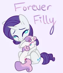 Size: 660x768 | Tagged: safe, artist:esmeia, derpibooru import, rarity, sweetie belle, pony, unicorn, forever filly, crying, cutie mark, duo, eyes closed, female, filly, hug, mare, siblings, simple background, sisters, smiling, story included, the cmc's cutie marks, white background