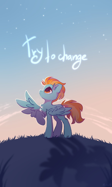 Size: 1200x2000 | Tagged: safe, artist:mirtash, derpibooru import, lightning dust, pegasus, pony, backlighting, chest fluff, ear fluff, female, looking up, mare, night, one wing out, outdoors, profile, raised hoof, sky, solo, spread wings, standing, stars, wings