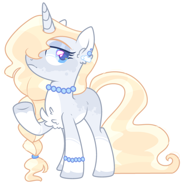 Size: 2310x2346 | Tagged: safe, artist:kurosawakuro, derpibooru import, oc, unofficial characters only, pony, unicorn, base used, bracelet, ear piercing, earring, female, jewelry, magical lesbian spawn, mare, necklace, offspring, parent:derpy hooves, parent:rarity, parents:derpity, pearl necklace, piercing, simple background, solo, transparent background