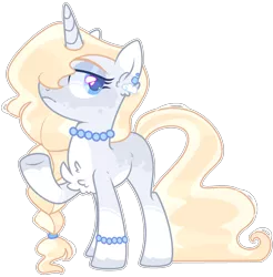 Size: 2310x2346 | Tagged: safe, artist:kurosawakuro, derpibooru import, oc, unofficial characters only, pony, unicorn, base used, bracelet, ear piercing, earring, female, jewelry, magical lesbian spawn, mare, necklace, offspring, parent:derpy hooves, parent:rarity, parents:derpity, pearl necklace, piercing, simple background, solo, transparent background