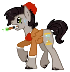 Size: 663x682 | Tagged: safe, artist:void-adoptables, derpibooru import, doctor whooves, time turner, earth pony, pony, doctor who, eleventh doctor, fez, hat, matt smith, simple background, solo, sonic screwdriver, transparent background, unshorn fetlocks