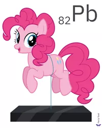 Size: 6400x8000 | Tagged: safe, artist:parclytaxel, derpibooru import, pinkie pie, earth pony, pony, series:joycall6's periodic table, .svg available, absurd resolution, chemistry, female, floating, lead, looking at you, mare, periodic table, pinkie being pinkie, pinkie physics, simple background, slab, smiling, solo, vector, white background