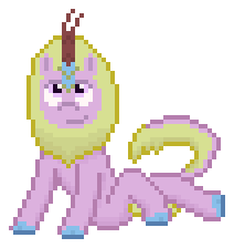 Size: 212x224 | Tagged: safe, artist:silent pone, derpibooru import, oc, oc:puppysmiles, kirin, fallout equestria, fallout equestria: pink eyes, fanfic art, female, image, kirinified, pixel art, png, simple background, solo, species swap, transparent background