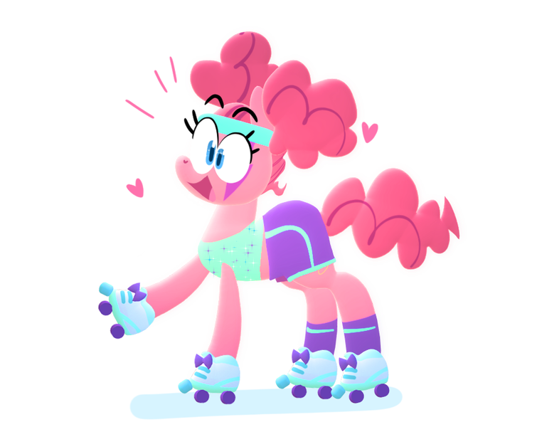 Size: 893x710 | Tagged: safe, artist:cassettepony, artist:cassettepunk, deleted from derpibooru, derpibooru import, pinkie pie, earth pony, pony, scare master, alternate hairstyle, clothes, costume, cute, diapinkes, female, heart, mare, nightmare night costume, open mouth, pinkie puffs, roller skates, simple background, solo, white background