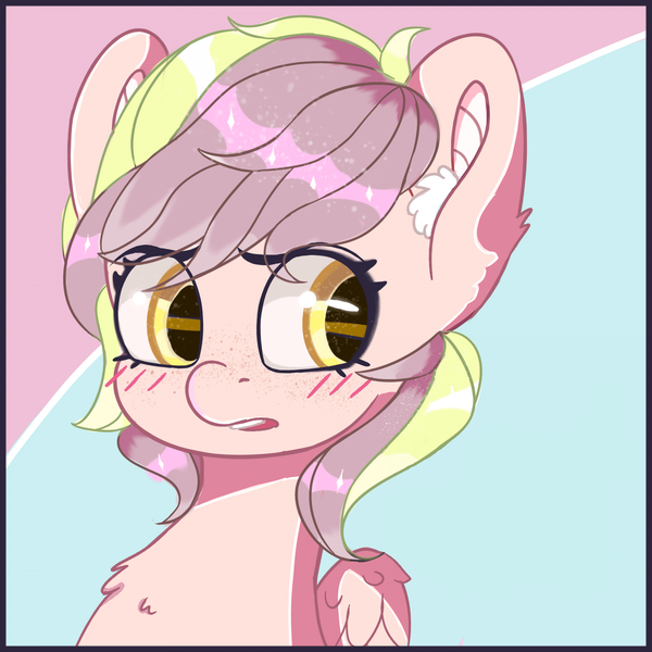 Size: 1920x1920 | Tagged: safe, artist:richtera, derpibooru import, oc, oc:lavender whisper, unofficial characters only, pegasus, pony, blushing, ear fluff, freckles, male