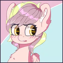 Size: 1920x1920 | Tagged: safe, artist:richtera, derpibooru import, oc, oc:lavender whisper, unofficial characters only, pegasus, pony, blushing, ear fluff, freckles, male