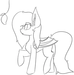 Size: 2346x2356 | Tagged: safe, artist:skylarpalette, derpibooru import, oc, oc:skylar night, unofficial characters only, bat pony, bat pony oc, bat wings, big ears, fangs, fluffy, food, full body, long mane, mango, simple background, sketch, transparent background, walking, wings