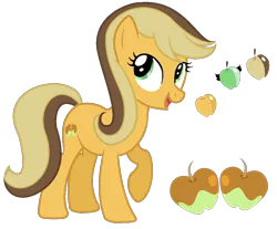 Size: 1068x884 | Tagged: safe, artist:starsparkle-yt, derpibooru import, oc, oc:caramel apple, unofficial characters only, earth pony, pony, earth pony oc, offspring, parent:applejack, parent:caramel, parents:carajack, simple background, solo, transparent background