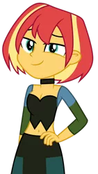 Size: 1024x1817 | Tagged: safe, artist:emeraldblast63, derpibooru import, sunset shimmer, equestria girls, belly button, breasts, cleavage, clothes, cosplay, costume, gwen, long sleeves, midriff, simple background, solo, total drama, total drama island, transparent background, vector