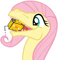 Size: 738x763 | Tagged: artist:the smiling pony, blood, derpibooru, derpibooru badge, derpibooru import, dinosaur, dinosaurified, edit, female, flutterjuice, fluttershy, juice, juice box, meta, oc, oc:raptorshy, open mouth, safe, simple background, solo, species swap, svg, .svg available, transparent background, vector, velociraptor, veloshyraptor, wat