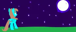 Size: 1448x622 | Tagged: artist:justarandompegasus, derpibooru import, full moon, moon, night, oc, oc:star chaser, pegasus, pegasus oc, safe, solo, stars, wings