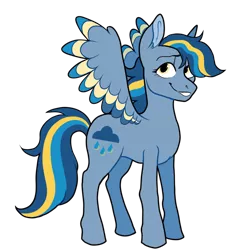 Size: 1200x1228 | Tagged: safe, artist:malphym, derpibooru import, oc, oc:stormy weather, pegasus, pony, colored wings, colored wingtips, female, mare, offspring, parent:soarin', parent:surprise, parents:soarprise, simple background, solo, transparent background, wings