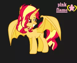 Size: 534x434 | Tagged: safe, artist:pink flame, derpibooru import, sunset shimmer, bat pony, bat ponified, race swap, shimmerbat