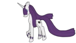 Size: 2188x1230 | Tagged: safe, artist:voltaradragoness, derpibooru import, nightmare rarity, pony, unicorn, darkened coat, darkened hair, eyeshadow, hoof gems, hoof marks, makeup, nightmarified, shaded diamond, simple background, solo, transparent background, wavy hair, wavy mane, wavy tail