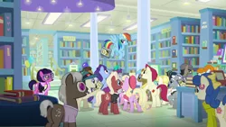 Size: 1920x1080 | Tagged: blueberry curls, bubblegum blossom, daring doubt, derpibooru import, doctor caballeron, fluttershy, friendship student, groom q.q. martingale, luckette, november rain, rainbow dash, safe, screencap, sugar maple