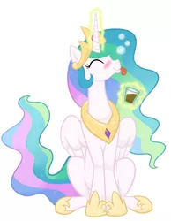 Size: 2323x3000 | Tagged: safe, artist:kalyandra, derpibooru import, princess celestia, alicorn, pony, :p, blushing, cute, cutelestia, drunk, drunklestia, solo, tongue out